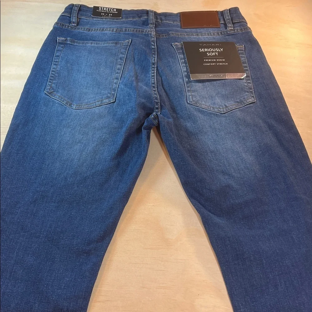NWT Tahari Blue Stretch Skinny Jeans Sz 32x32